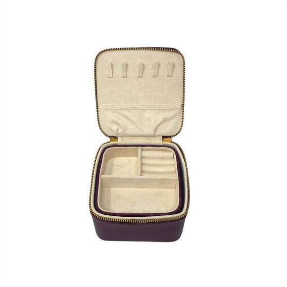 NEW HARPER JAMES women's grace classic jewelry case in burgundy - Picture 3 of 6